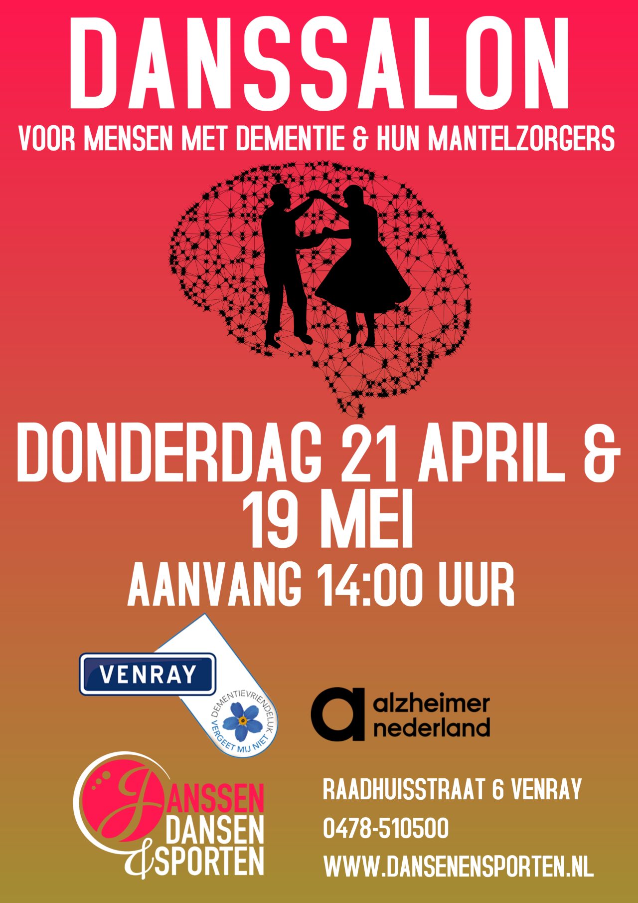 Start Danssalon bij Janssen dansen & sporten op 21 april Venray Dementievriendelijk